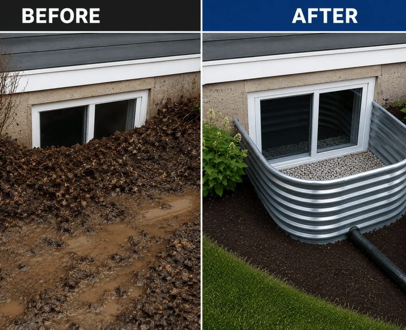 Window Well Installation Before After Gravenhurst Window Well Installation Before After Gravenhurst