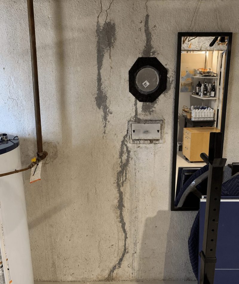 Completed basement foundation crack repair with sealed and waterproofed wall Minden Completed basement foundation crack repair with sealed and waterproofed wall Minden
