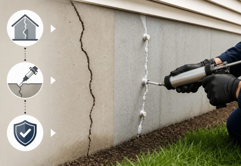 Foundation Crack Repair Before After Minden