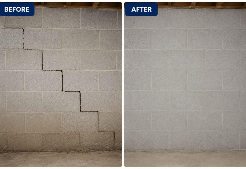 Foundation Crack Repair Before After Minden