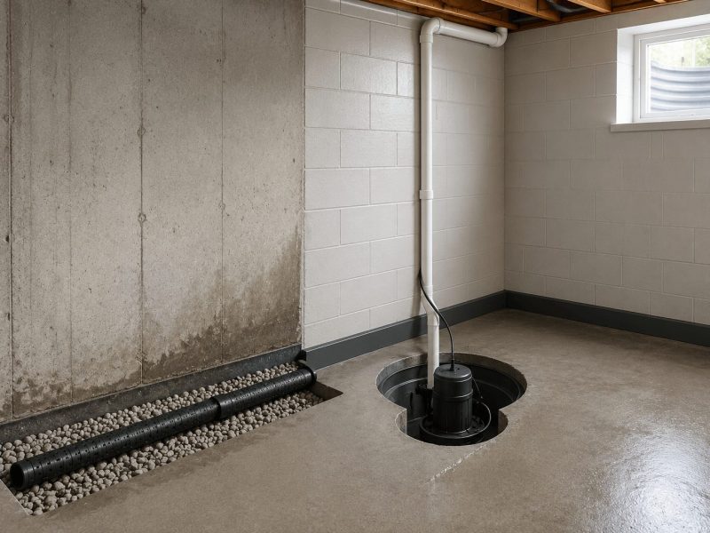 Interior Basement Waterproofing Minden