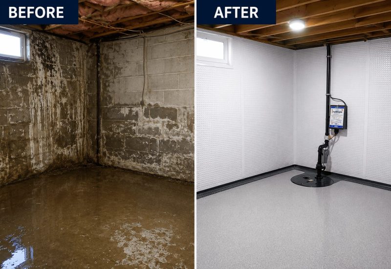 Wet Basement Repair Before After Minden