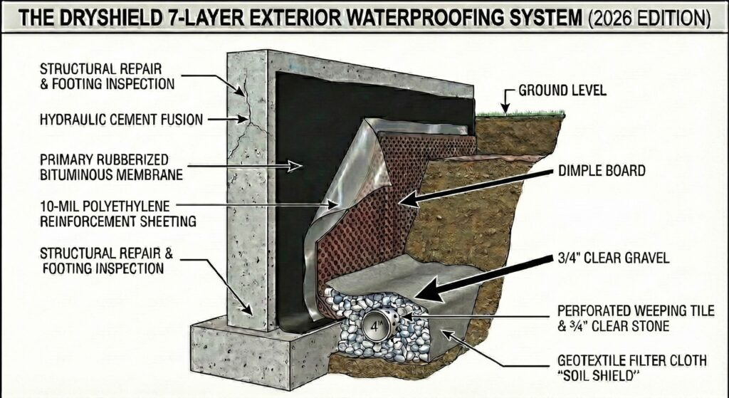 Dryshield Layer Exterior Waterproofing System Diagram Jpg
